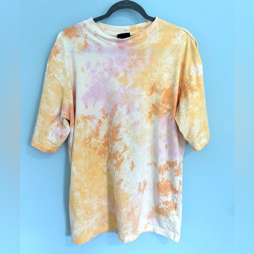 H&M Oversized Tie-Dye Tee in Yellow and Pink